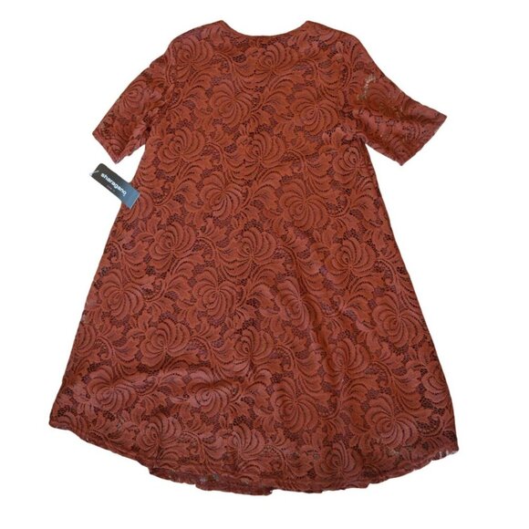 Sharagano Womens Cinnamon Red Floral Lace A Line Dress Size 6 Lined Fall Spring - Picture 9 of 9